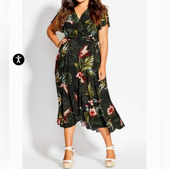 City Chic Dresses & Skirts - EUC City Chic Frill Phuket Maxi Dress - Black Floral - Size 18(M)/ 2X​